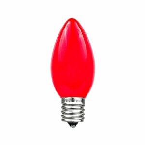 Novelty Lights 25 Pack C9 Ceramic Outdoor Christmas Replacement Bulbs, Red, E17/C9 Intermediate Base, 7 Watt