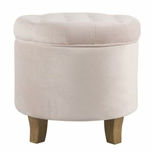 Homepop Home Decor | Upholstered Round Velvet Tufted Foot Rest Ottoman | Ottoman with Storage for Living Room & Bedroom | Decorative Home Furniture, Pink Blush