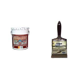 Ready Seal 512 5-Gallon Pail Natural Cedar Exterior Stain and Sealer for Wood & Linzer 3121 0400 Stain Waterproofing Brush, 4 in.
