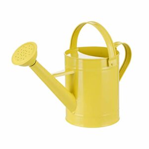 Topadorn Metal Watering Can 54.5 Oz. Modern Style Watering Pot with Handle and Rosehead, 11.4”W x 4.72”D x 8.66”H, Yellow
