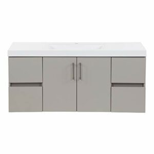 Spring Mill Cabinets Innes Bathroom Vanity with Sink, 48 Inches, Kitchen Gray