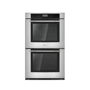 Empava 30 in 10 cu. ft. Total Capacity Electric Double Wall Oven Racks AirFry Basket Self-Cleaning Convection Fan Touch Control in Stainless Steel Black