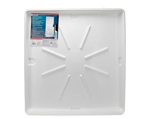 Camco Washing Machine Drain Pan for Stackable Units with PVC Fitting - Collects Water Leakage and Prevents Floor Damage - White (21006)