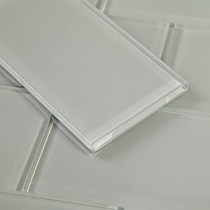 Adedeo Glass Subway Tile 3 x 6 Inch Light Gray for Kitchen Backsplash Bathroom Wall (32-Pack, 4 sq.ft.)