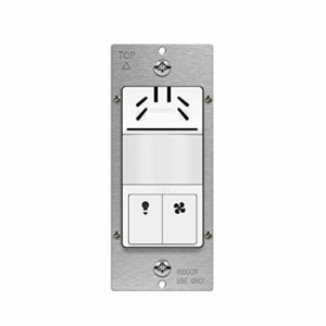 TOPGREENER Dual Tech Humidity Sensor Switch, Infrared PIR Motion & Air Moisture Detection, Bathroom Fan & Light Control, Adjustable Timing, Neutral Wire Required, UL Listed, TDHOS5, White