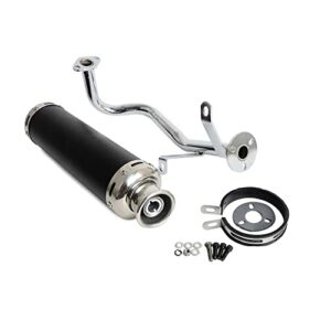 NICECNC Black Exhaust System Muffler Pipe Compatible with 4 Stroke GY6 50cc Engines Scooters GY6 50cc 139QMB QMB139 1P39QMB Scooter Moped