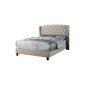 Best Master Furniture Yvette Upholstered Tufted with Wingback Platform Bed California King, Beige