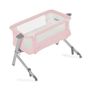 Dream On Me Skylar Bassinet and Beside Sleeper in Pink, Lightweight and Portable Baby Bassinet, Five Position Adjustable Height, Easy to Fold and Carry Travel Bassinet, JPMA Certified