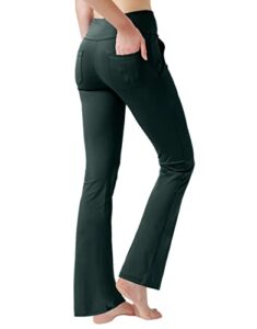 nuveti Women's High Waisted Boot Cut Yoga Pants 4 Pockets Workout Pants Tummy Control Women Bootleg Work Pants Dress Pants (Olive Green, Small)