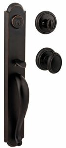 Baldwin Bighorn Single Cylinder Front Door Handleset Featuring SmartKey Security in Venetian Bronze, Prestige Series with Traditional Door Hardware and Carnaby Knob - 91800-038