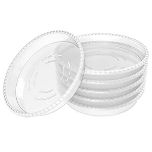 FUTED 6 Pack Clear Plant Saucer 5 6 8 10 12 inch, Durable Plastic Plant Trays for Indoor, Round Flower Plant Pot Saucer, Sturdy Plant Water Catcher Tray(5,Clear), 5 inch