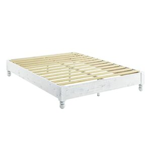 Wood Platform Bed Frame Rustic Style ,Mattress Foundation(no boxspring Needed), White Washed Finish, King