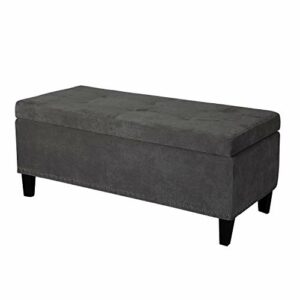 Joveco Storage Ottoman Microfiber Button Tufted Rectangular Bench for Living Room or Entryway, Grey