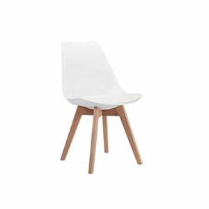 CangLong Mid Century Modern DSW Side Chair with Wood Legs for Kitchen, Living Dining Room, Pack of 1, White