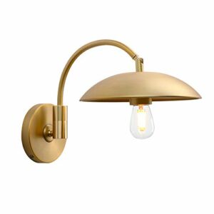 Pathson Adjustable Wall Sconce, Industrial Swing Arm Wall Lamp Hardwired with Metal Base, Retro Indoor Wall Light Fixtures Decor for Hallway Bedside Living Room (Brass)