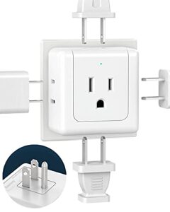 【2 Pack】Wall Outlet Extender, 5 Way Outlet Splitter, Wall Plug Extender, SUPERDANNY, 90 Degree Plug Adapter, 3 Prong Flat Outlet Adapter, Wall Plug Splitter, 5 Plug Outlet Adapter, Home/Dorm, White