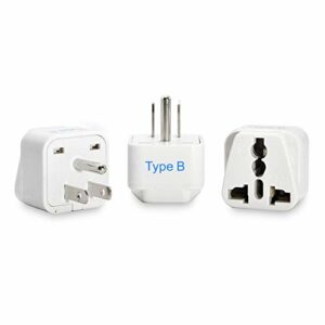 Ceptics European/India to US plug adapter - Flat outlet UK to US, Europe Round Australian to USA 3 Prong - 220 to 110 Travel Adaptor, European to American (Type B) - 3 Pack (GP-5-3PK)