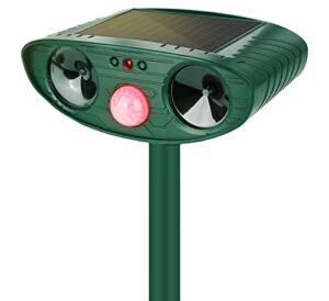 2022 Solar Ultrasonic in Repellent Defender Rat, Squirrel, Deer, Raccoon, Skunk, Rabbit, Mole, Dog, Cat, Waterproof with Motion Detector Green