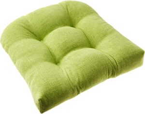 Pillow Perfect Outdoor/Indoor Baja Linen Lime Tufted Seat Cushions (Round Back), 2 Count (Pack of 1), Green