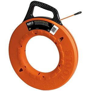 Klein Tools 56059 Fiberglass Fish Tape, 200-Foot Wall Snake is 3/16-Inch Wide Non-Conductive Multi-Groove Fish Tape and Pulls to 500-Pound