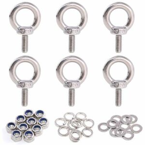 Glarks 36Pcs 304 Stainless Steel M5 Male Thread Machinery Shoulder Lifting Ring Eye Bolt with Lock Nuts/Lock Washers/Flat Washers Set
