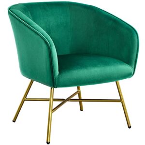 Yaheetech Velvet Dining Room Chair, Modern Armchair with Golden Mental Legs and Soft Padded, Comfy Side Chair for Dining Room/Bedroom/Office/Study/Waiting Room, Green