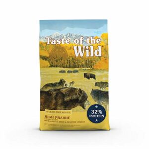 Taste of the Wild High Prairie Canine Grain-Free Recipe with Roasted Bison and Roasted Venison Adult Dry Dog Food, Made with High Protein from Real Meat and Guaranteed Nutrients and Probiotics 28lb