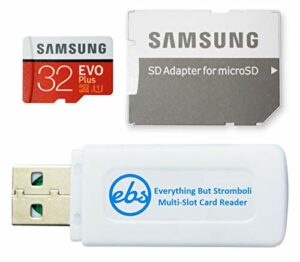 Samsung EVO+ 32GB Micro SD Card for Samsung Phone Works with Galaxy A71 5G, A71, A01, A51 5G Cell Phone Class 10 (MB-MC32G) Bundle with (1) Everything But Stromboli MicroSDHC & SD Memory Card Reader