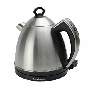 Chef'sChoice 686 Cordless Electric Smart Kettle Variable Temperature 1500 Watts Faster than Microwave No Mineral Build-up with Concealed Heating Element, Polished Stainless Steel, 1.3-Liter, Silver