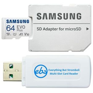 Samsung EVO+ 64GB Micro SD Card for Samsung Phone Works with Galaxy A71 5G, A71, A01, A51 5G Cell Phone Class 10 (MB-MC64KA) Bundle with (1) Everything But Stromboli MicroSDXC & SD Memory Card Reader