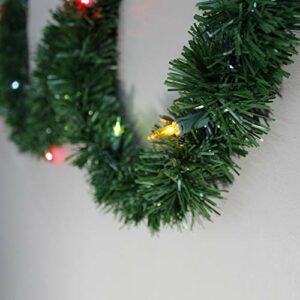 Brite Star 12-Feet Direct Plug in Lighted Pine Garland with 35 Count Multi-Colored Mini Lights
