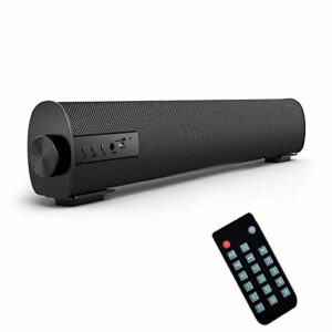 Portable Soundbar for TV/PC, Outdoor/Indoor Wired & Wireless Bluetooth 5.0 Speaker with Remote Control and Coax Cable, 2X5W Mini Home Theater Sound bar with Built-in Subwoofers for Projector (Updated)