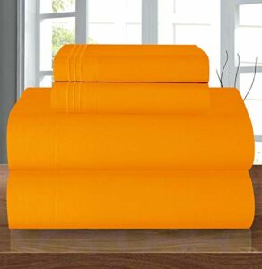Elegant Comfort Luxury Soft 1500 Thread Count Egyptian 4-Piece Premium Hotel Quality Wrinkle Resistant Coziest Bedding Set, All Around Elastic Fitted Sheet, Deep Pocket up to 16inch, Queen, Orange