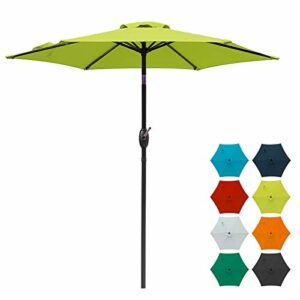 SUNVIVI OUTDOOR 7.5 Ft Patio Umbrella Outdoor Market Table Umbrella Luxury Aluminum Pole Umbrella with Push Button Tilt and Crank, 6 Ribs, Polyester Canopy, Lime Green