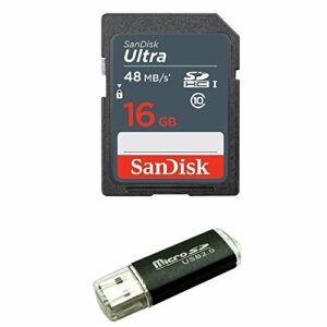 Sandisk 16GB SD SDHC Flash Memory Card works with NINTENDO 3DS N3DS DS DSI & Wii Media Kit, Nikon SLR Coolpix Camera, Kodak Easyshare, Canon Powershot, Canon EOS + SD/TF USB Card Reader