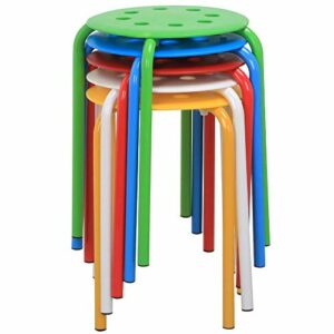Yaheetech 17.3in Plastic Stack Nesting Stools Portable Stackable Bar Stools Colorful School Classroom Decoration Stools Chairs for Students Round Stools Flexible Seating Pack of 5