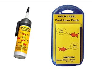 Water Garden Koi Fish Pond Liner Leak Repair Patch Kit, Includes Gold Label One Shot Sealant and Pond Liner Patch