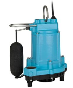 Little Giant 506804 3180 GPH 1/3 HP 115-Volt Automatic Cast Iron Submersible Sump Pump with Polypropylene Base and 20-Ft. Cord, Blue, 6EC-CIA-SFS