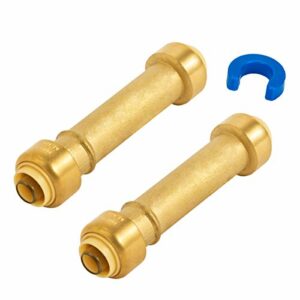 SUNGATOR Slip Coupling, 1/2 Inch Push Fit Repair Plumbing Fittings with Disconnect Clip, Push-to-Connect Pipe Connector, Lead Free Brass PEX Fittings for Copper, PE-RT, CPVC Pipe (2-Pack )