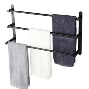 KOKOSIRI Bath Towel Bars Matte Black Bathroom 3-Tiers Ladder Towel Rails Wall Mounted Towels Shelves Rack Stainless Steel, B5002BK