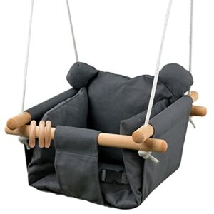 Baby Canvas Hanging Swing Seat Toddler Secure Indoor & Outdoor Hammock Toy Grey