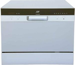 SPT SD-2224DS ENERGY STAR Compact Countertop Dishwasher with Delay Start - Portable Dishwasher with Stainless Steel Interior and 6 Place Settings Rack Silverware Basket for Apartment Office And Home Kitchen, Silver