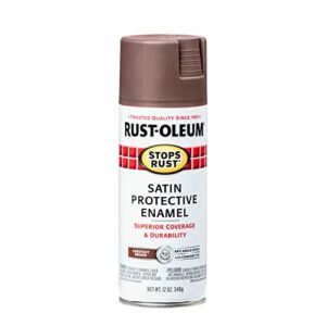 Rust-Oleum 7774830 Stops Rust Spray Paint, 12 Ounce, Satin Chestnut Brown, 12 Fl Oz