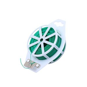GSM Brands Twist Ties: 328 Feet Plastic Coated Wire to Tie Garden Plant or Office Cable with Convenient, Built-in Cutter {Green}