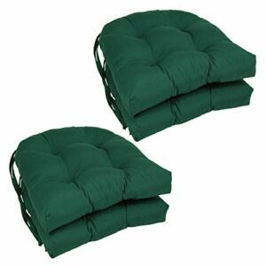 Blazing Needles 16-inch Twill Rounded Back Chair Cushion, 4 Count (Pack of 1), Forest Green