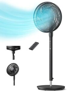 Fans for Home Bedroom, Pedestal Floor Fan with Remote, Standing Fan with Quiet DC Motor,12 Speed&Turbo Levels, 120°Oscillation, 8-Hour Timer, Adjustable Height for 43.5 to 46.8 Inch