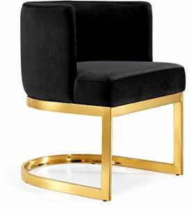 Meridian Furniture Gianna Collection Modern | Contemporary Velvet Upholstered Dining Chair with Polished Gold Metal Frame, 24