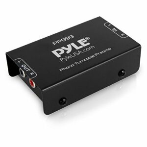 Pyle Phono Turntable Preamp - Mini Electronic Audio Stereo Phonograph Preamplifier with RCA Input, RCA Output & Low Noise Operation Powered by 12 Volt DC Adapter - PP999 , Black