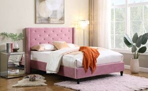 Home Life furBed00007_Suede_Queen_Pink Platform Bed