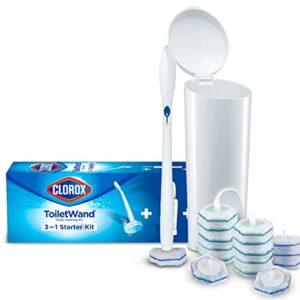 Clorox ToiletWand Disposable Toilet Cleaning System - ToiletWand, Storage Caddy and 16 Disinfecting ToiletWand Refill Heads (Package May Vary)
